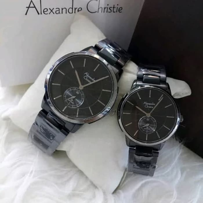 Jam tangan couple alexandre christie AC 8546 FULL HITAM