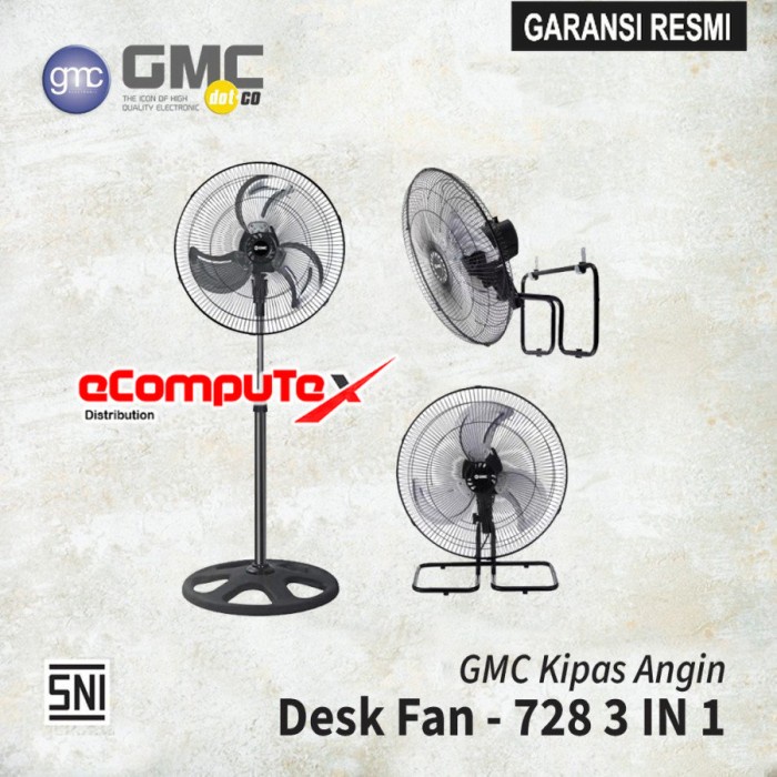 KIPAS ANGIN GMC 728 DESK FAN 3 IN 1 18 INCH BALING BESI TORNADO - GARANSI RESMI