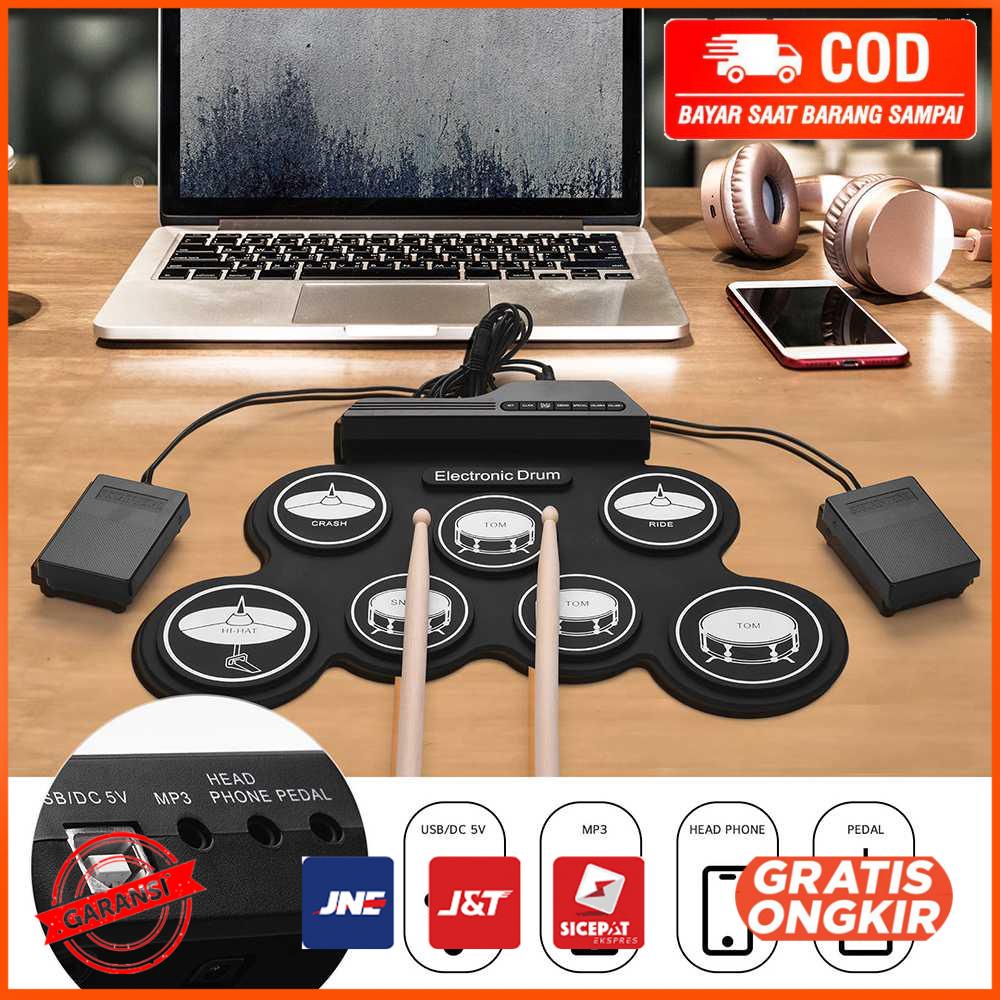 Drum Electronic Digital 7 Pads Folding USB Power