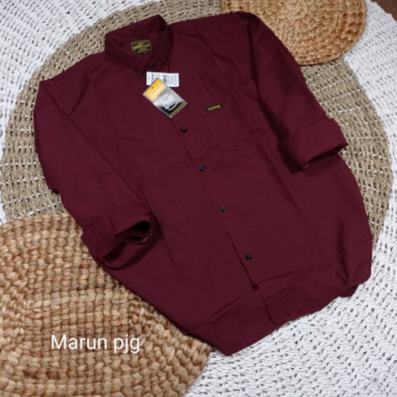 kemeja polos merah marun pria dewasa / kemeja polos pria oxford