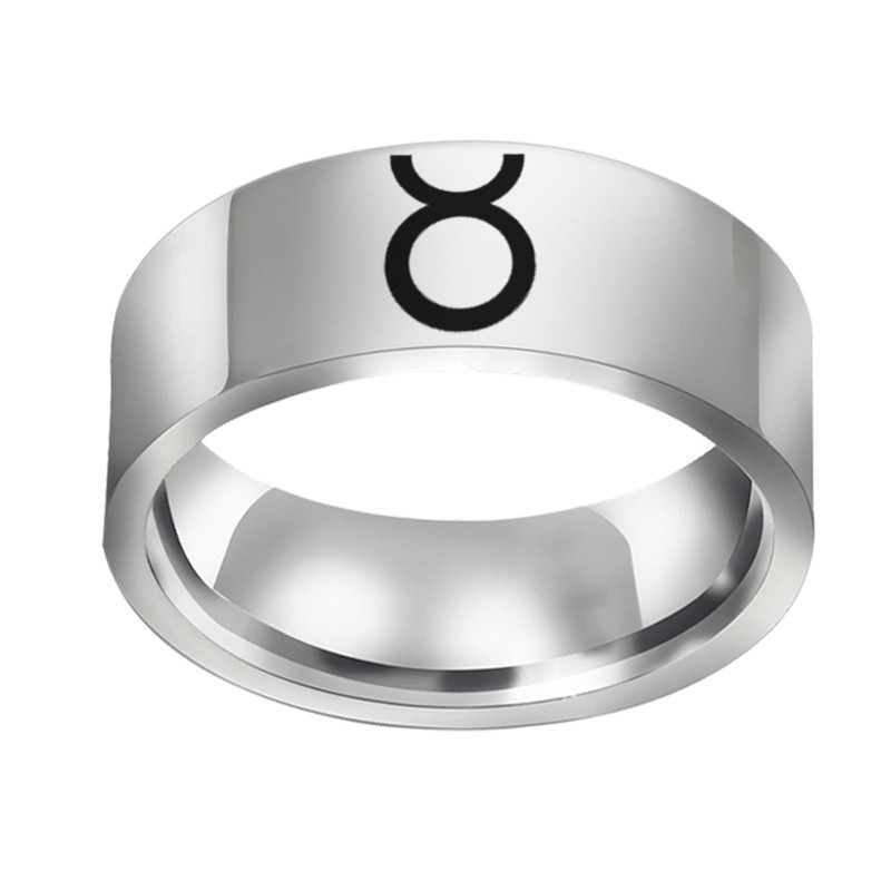 Cincin konstelasi dua belas stainless steel perak Fashion Ring