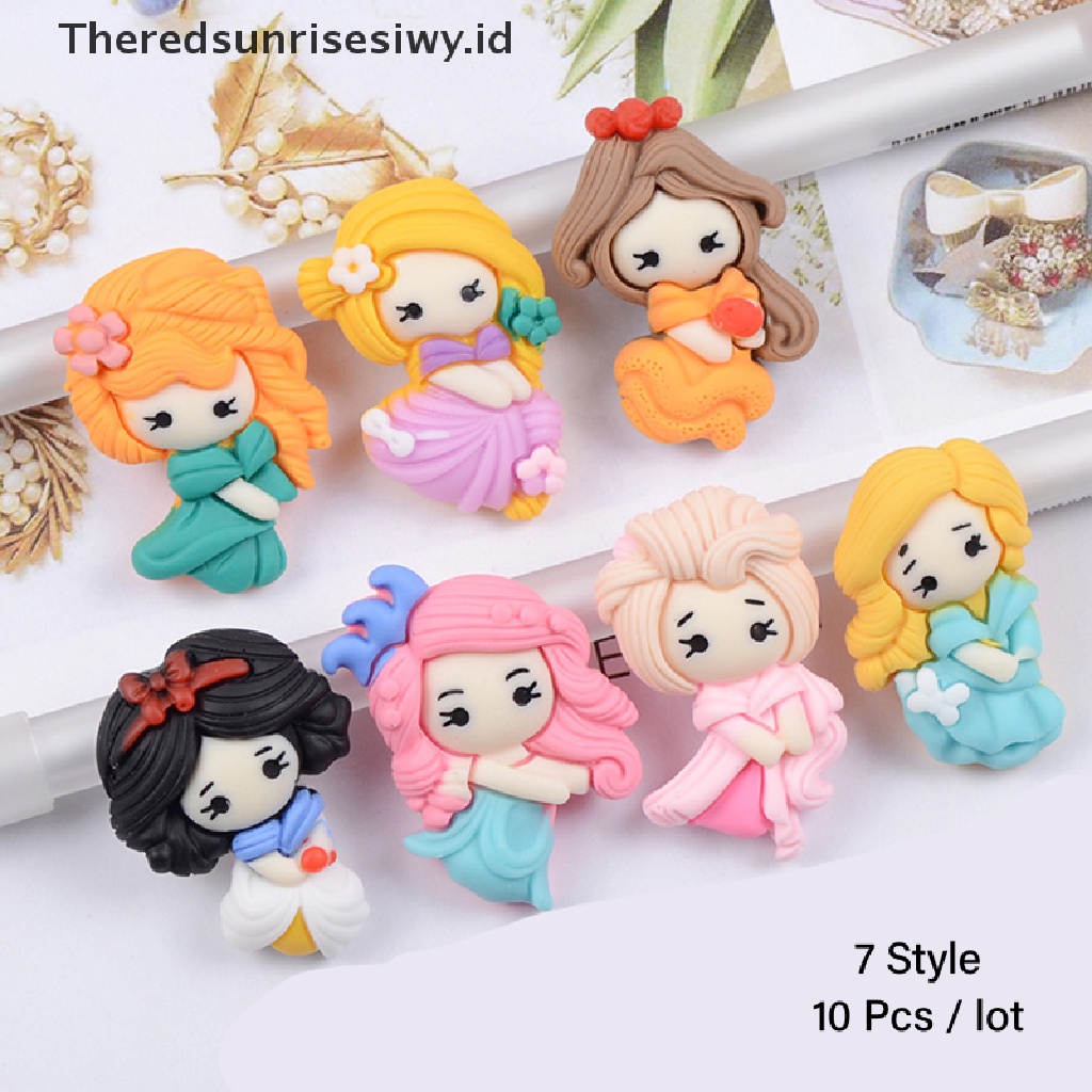 (Theredsunrisesiwy.Id) 10pcs / Set Mainan Miniatur Kartun Princess Bahan Resin Untuk Scrapbook Diy, Ada 7 Model