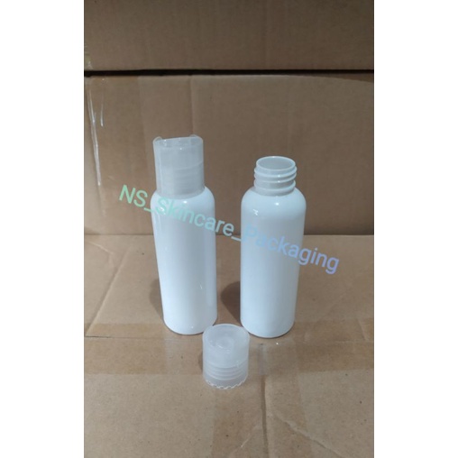 Botol presstop / disctop / presson 100ml putih tutup natural