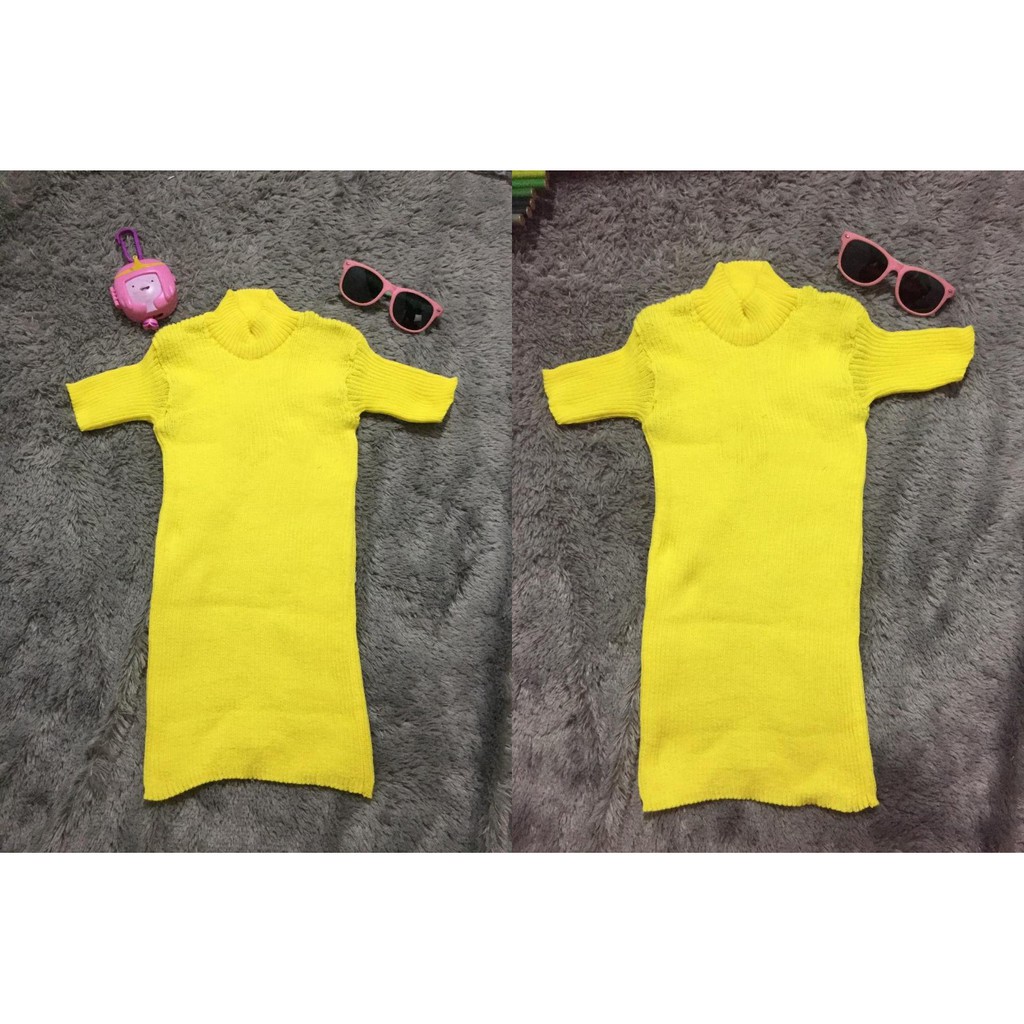 dress rajut anak polos lengan pendek 1-4 tahun