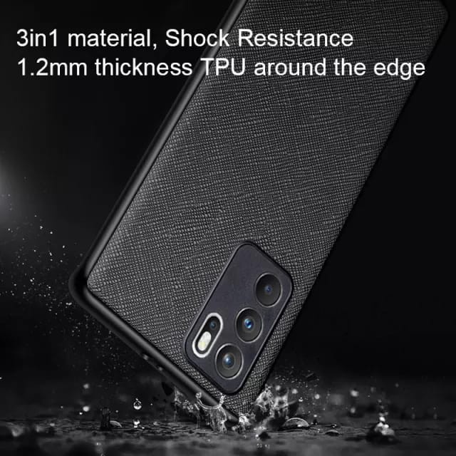 OPPO RENO 7 5G / RENO 7 Z 5G SOFT CASE CANVAS CROSS PATTERN COVER SOFTCASE SILICONE - BLACK