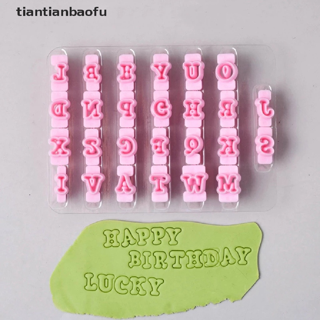 Cetakan Pemotong Kue Model Stempel Timbul Desain Huruf Alfabet