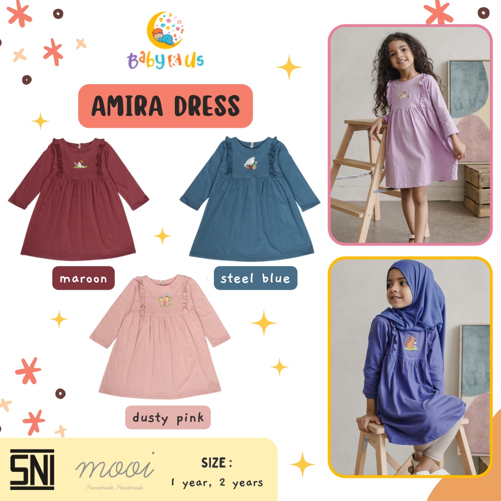 Mooi Amira Dress - Dress Anak Perempuan Baju Muslim 1-2 tahun