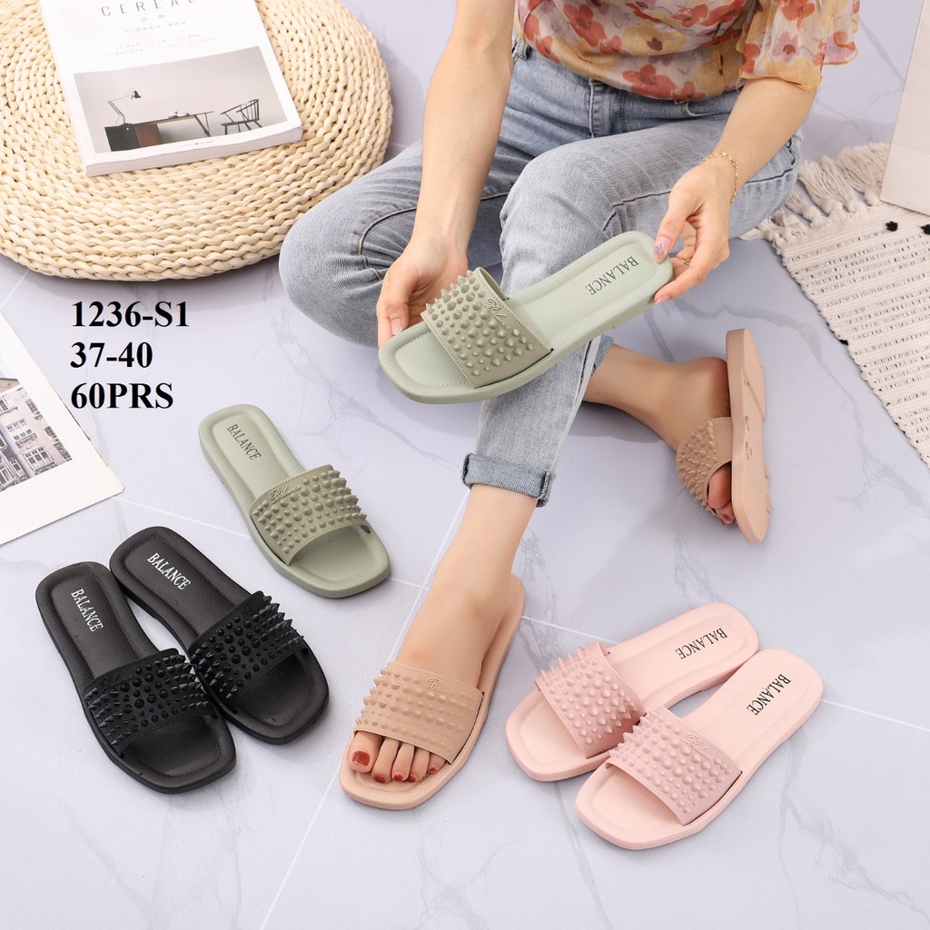 Sandal Wanita Balance 1236 S1 Slop BLC Motif Duri Cantik Baru 100% Original Jelly Ringan Lembut