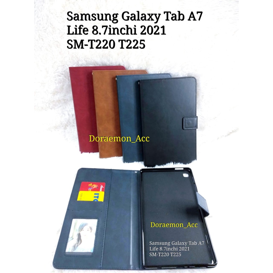 Leather Case Kulit Flip Cover Samsung Galaxy Tab A7 lite 8.7inchi SM-T220 T225 Wallet Casing Sarung