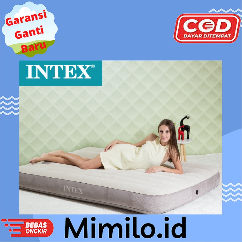 Mimilo INTEX 64101 KASUR ANGIN HIGH QUALITY - INTEX DURA BEAM TWIN  CREAM 191x99x25cm KASUR PORTABLE