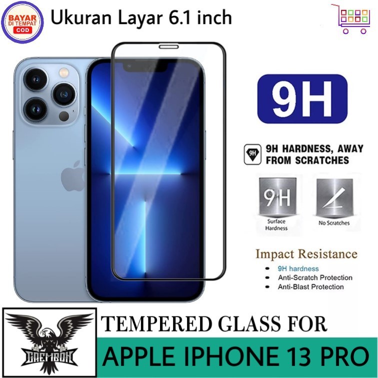 PROMO TEMPERED GLASS APPLE IPHONE 13 PRO ANTI GORES KACA LIST HITAM FULL LAYAR PREMIUM