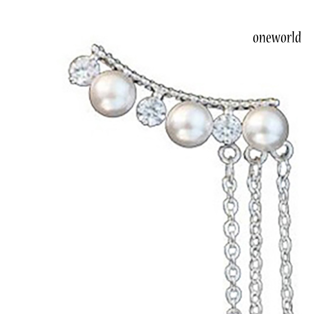 OW@ Earrings Environmental Friendly Elegant Long Style Women Tassel Faux Pearls Earrings for Wedding