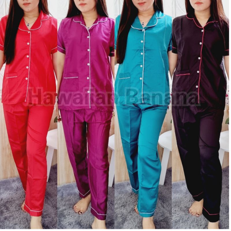 OBRAL Piyama Dewasa CP Satin Velvet Polos Warna / Piyama Satin Murah