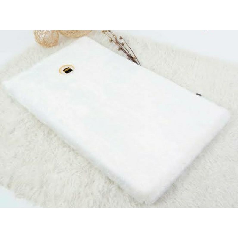SAJADAH ANAK UK 50x90cm BULU RASFUR TEBAL BUSA 3CM-Putih