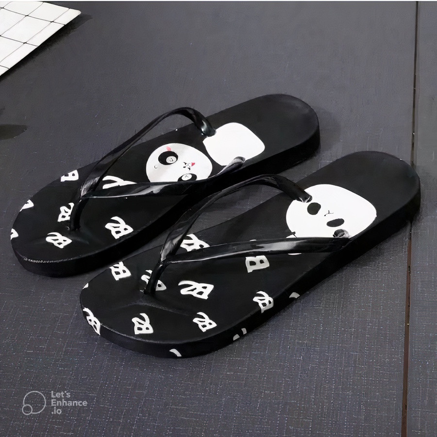 ( BISA COD ) SANDAL JEPIT TERBARU SENDAL SPON MOTIF PANDA LUCU IMUT BISA GROSIR