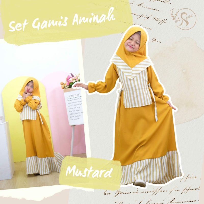 Set gamis anak lengkap dengan jilbab/gamis anak adem katun dealova/gamis anak branded