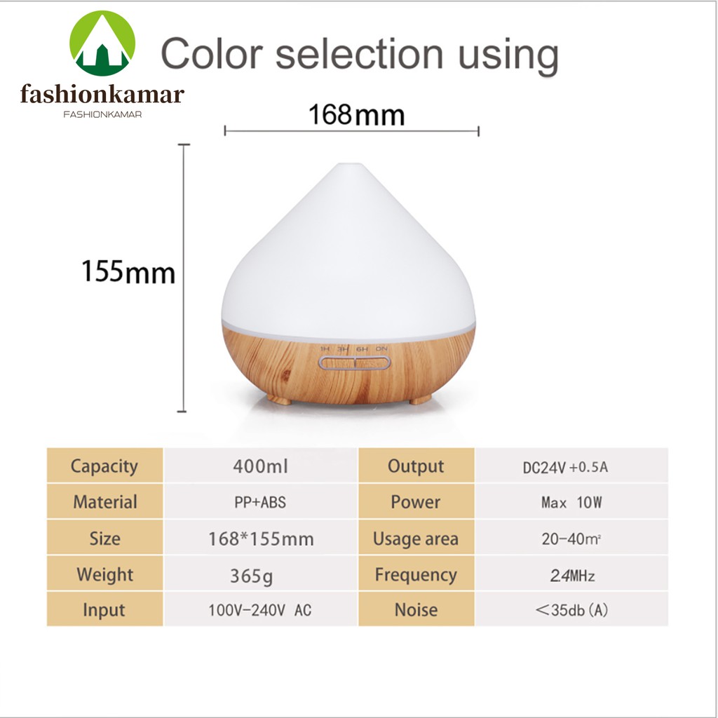 Humidifier Air 400ML Aromaterapi Difuser Model Pecah Dengan Remote (TIDAK FREE OIL)-7
