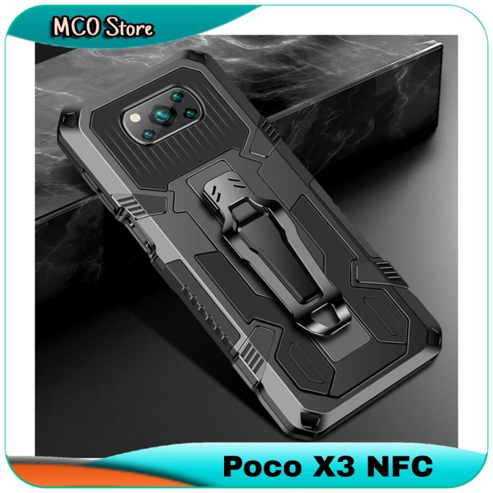 Casing Xiaomi Poco X3 NFC X 3 NFC Belt Armor Stand Case Hard Cover