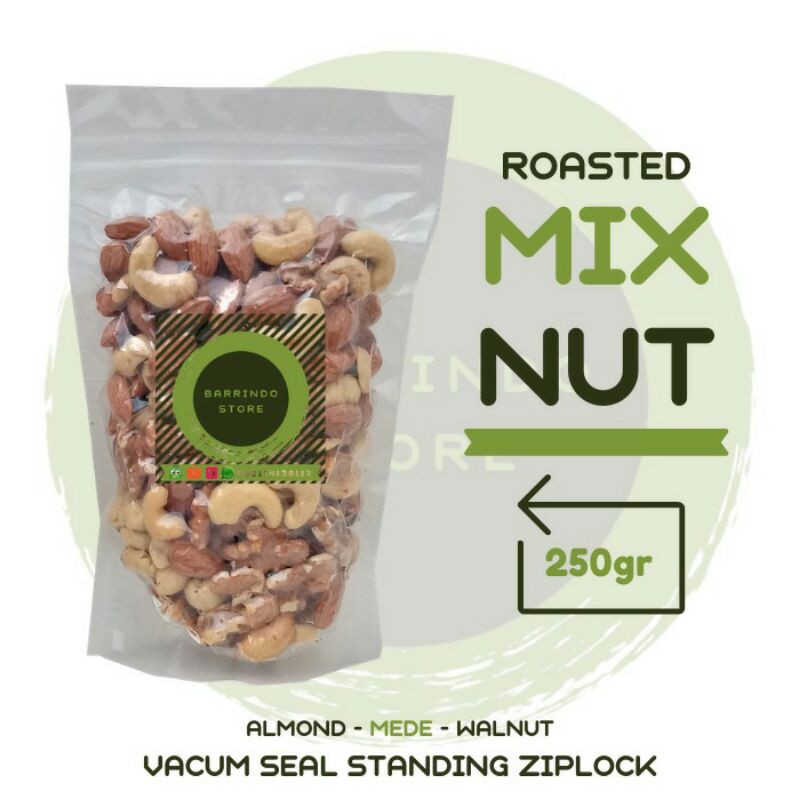 

MIX NUT Roasted Original 250gr Almond Mede Walnut Panggang