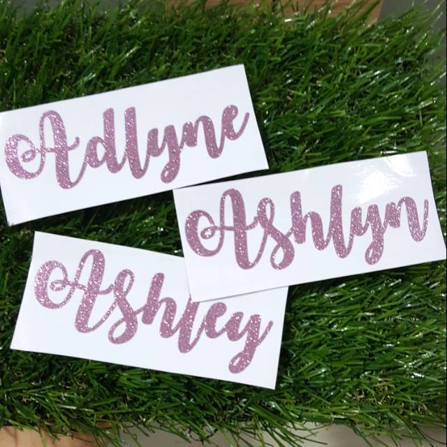 

Sticker nama glitter cutting sticker 4cm