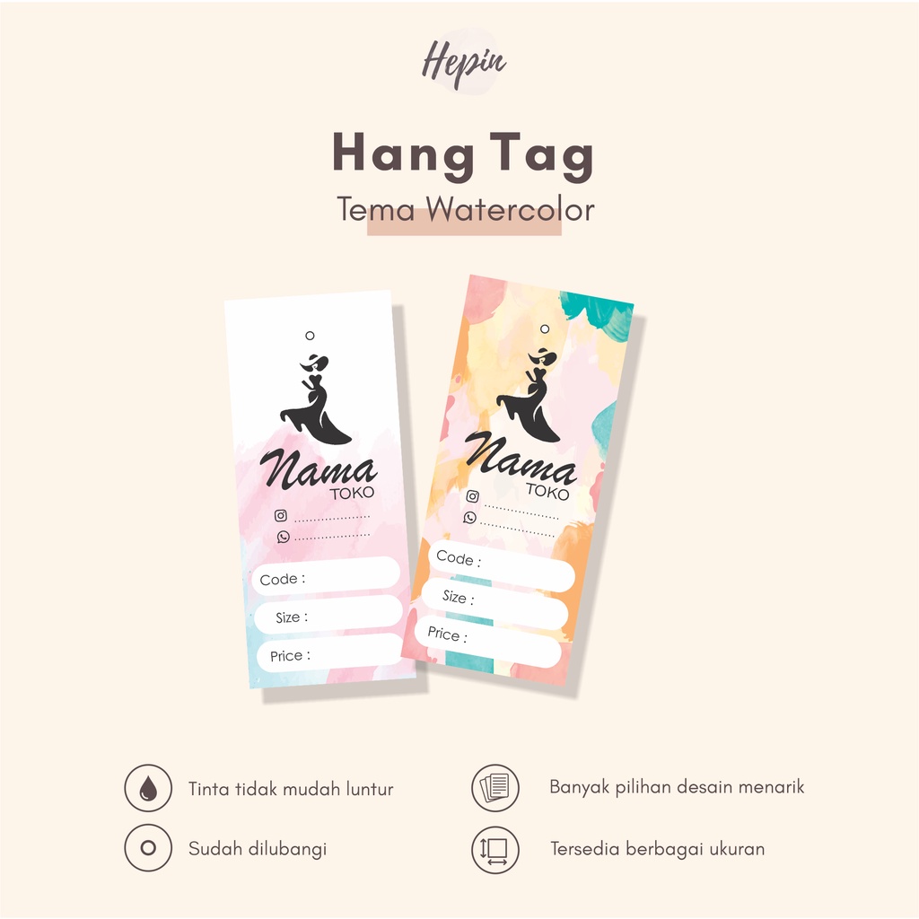 

Kartu Label Tema WATERCOLOR - Hangtag , Hang Tag , Tag Baju