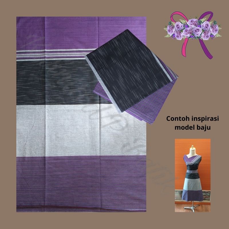 Kain Lurik Gradasi Warna Ungu Gerimis Hitam