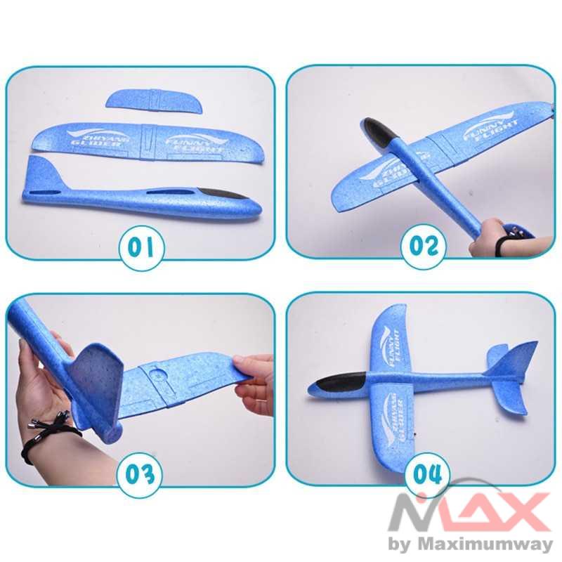 mainan kapal terbang pesawat glider lempar untuk olahraga anak GOROCK Mainan Pesawat DIY Hand Throw Foam Flying Glider - TY0310 38cm Hand Launch Throwing Foam Plane EPP Airplane Model Glider Plane Aircraft Model Outdoor DIY Educational Toy For Children