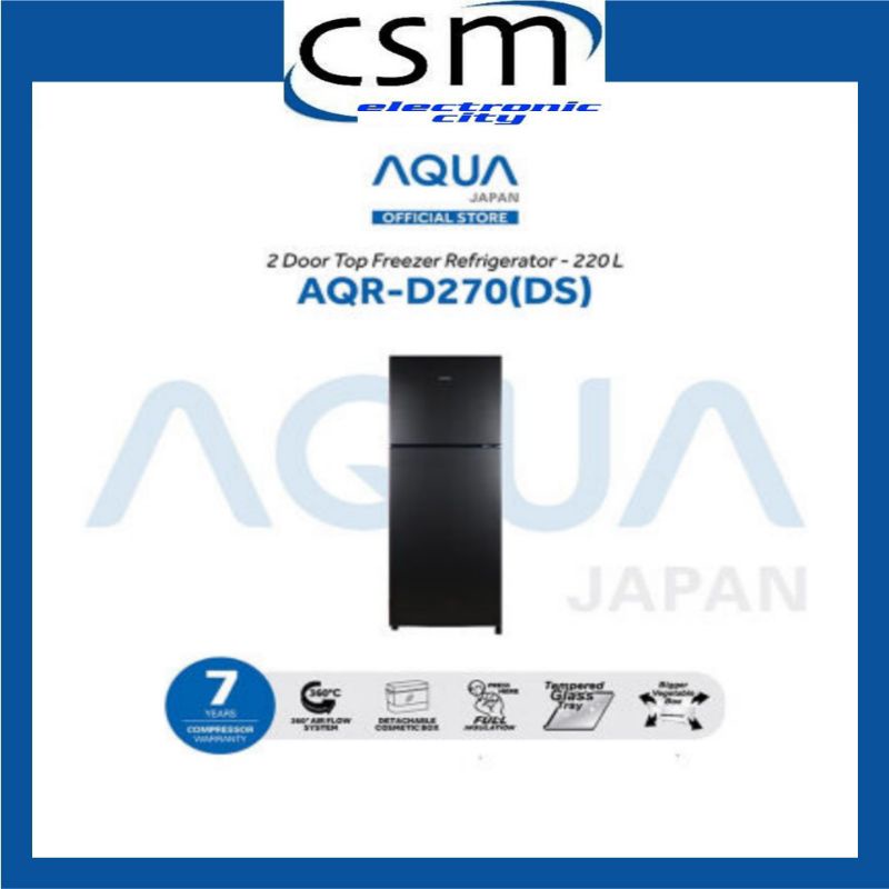 KULKAS AQUA JAPAN AQRD 270 LEMARI ES 2 PINTU AQRD270 LOW WATT