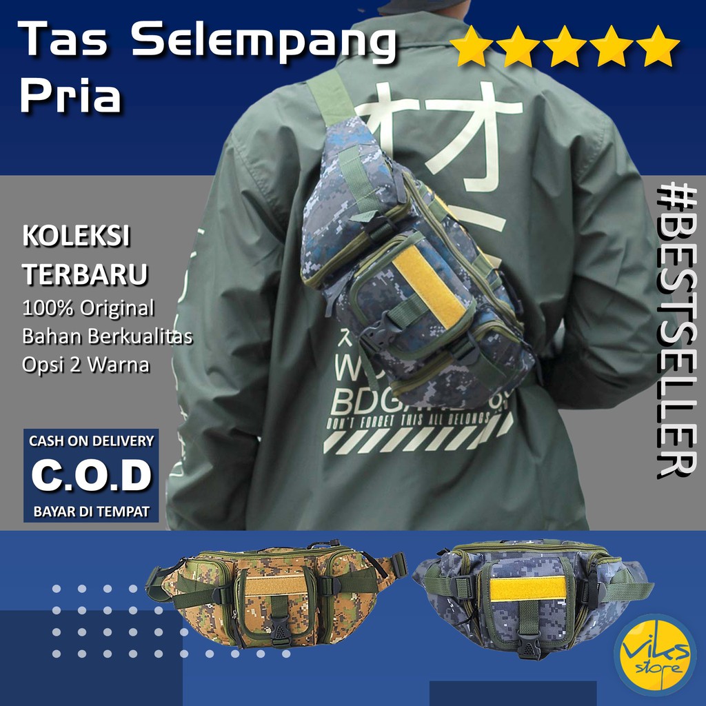 Tas Pinggang Pria Cowok Army Original Selempang Waistbag Besar Casual Premium Multifungsi Lokal
