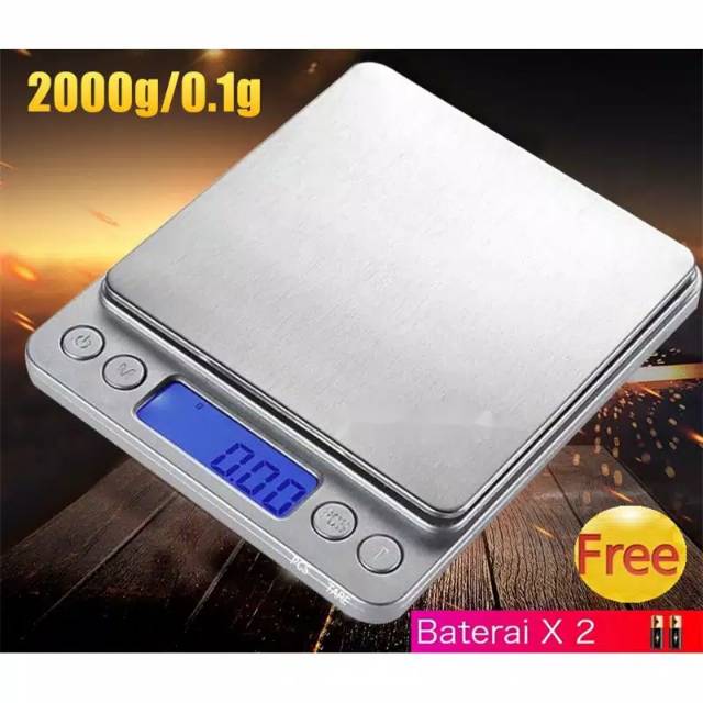 timbangan digital kopi emas bumbu dapur platform scale 2kg 0.1g akurat-silver