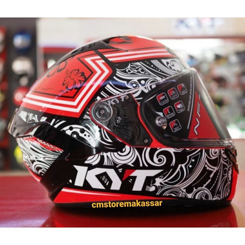 Helm KYT NFR Steel Flower Red Gloss Full Face KYT NF-R Double Visor DDRING Limited Edition