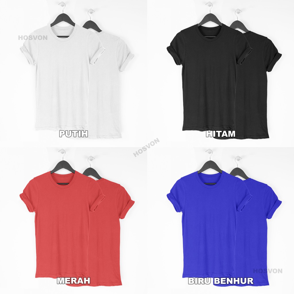 Hosvon Kaos Polos Lengan Pendek TC Teteron Cotton Size M-XXL ( PRIA &amp; WANITA )