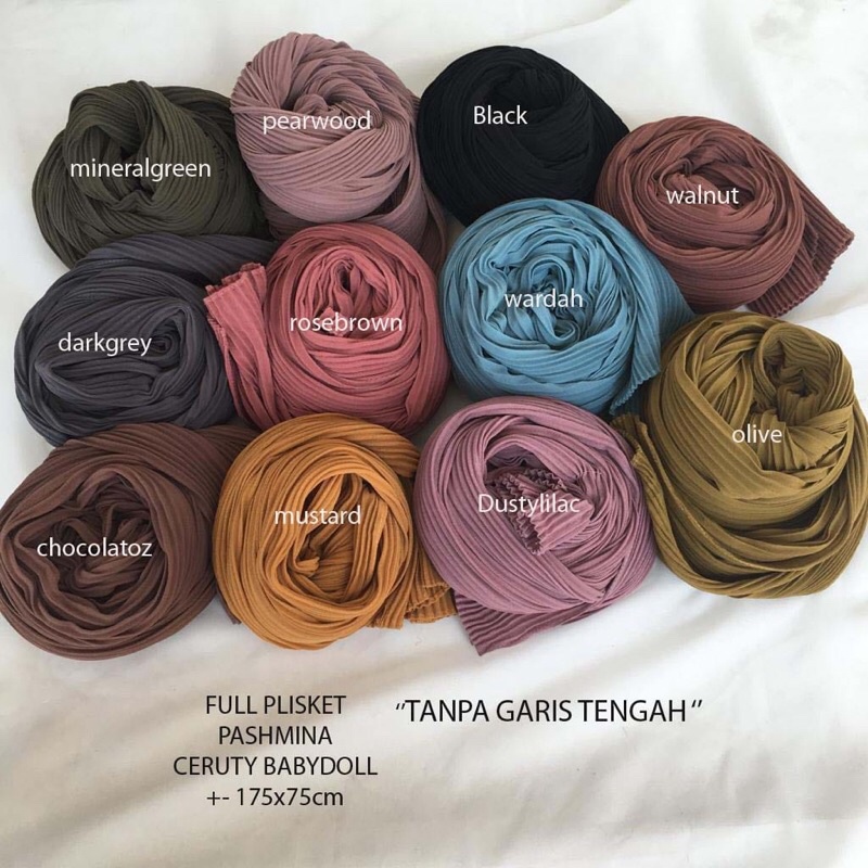 [TANPA GARIS TENGAH] FULL PLISKET PASHMINA pashmina plisket ceruty babydoll pasmina plisket-1