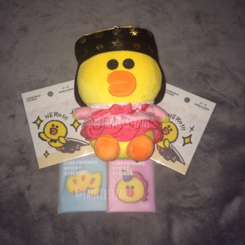 [LINE FRIENDS KOREA] Sally Hanbok Plush Doll & Stickers