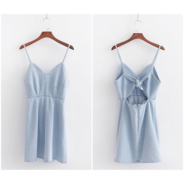 [baju wanita korea]  Sexy Summer Mini Dress Denim Pantai Wanita Korea Import