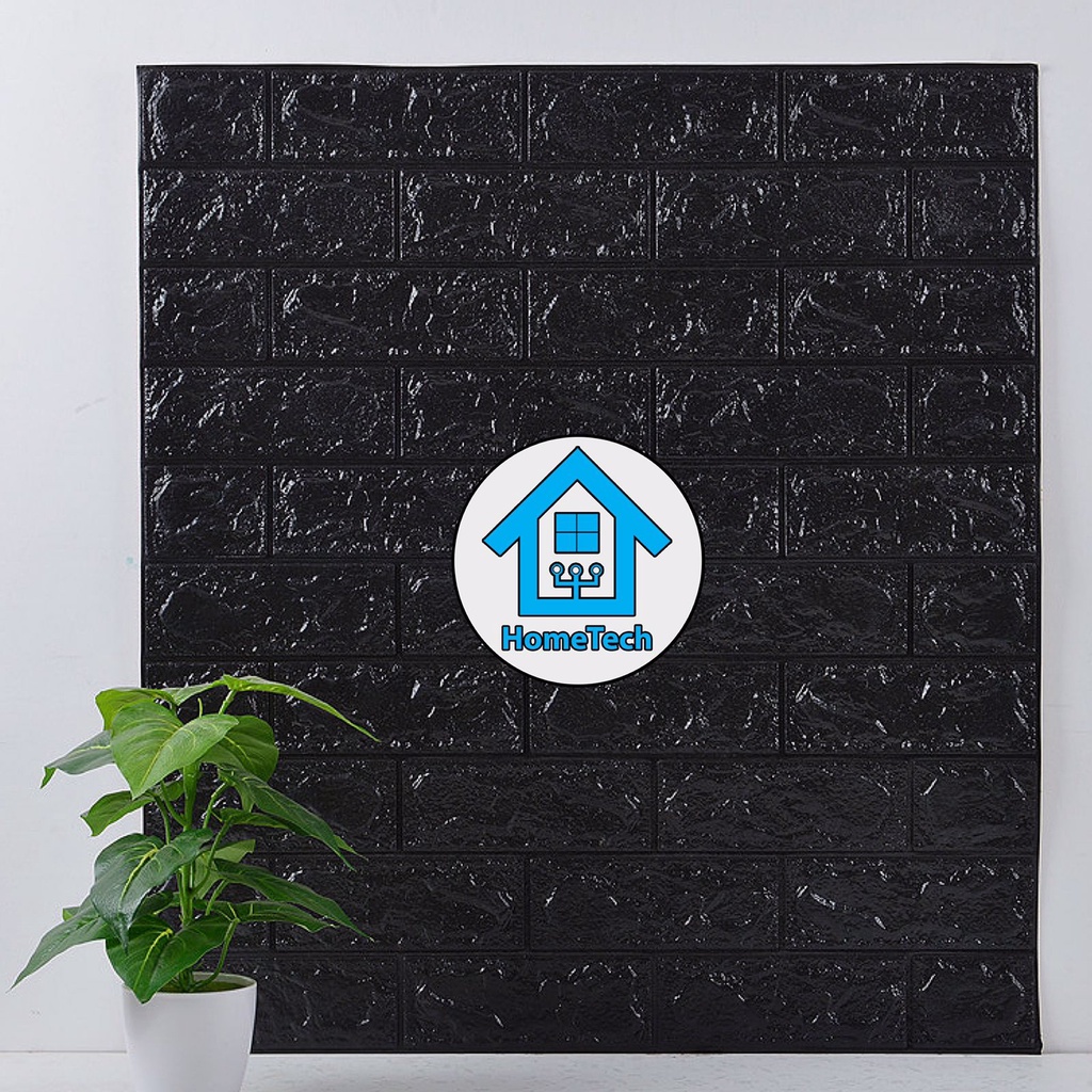 HT Wallpaper Sticker Foam Bata 3D Hitam Premium Wall Paper Stiker Dinding-5