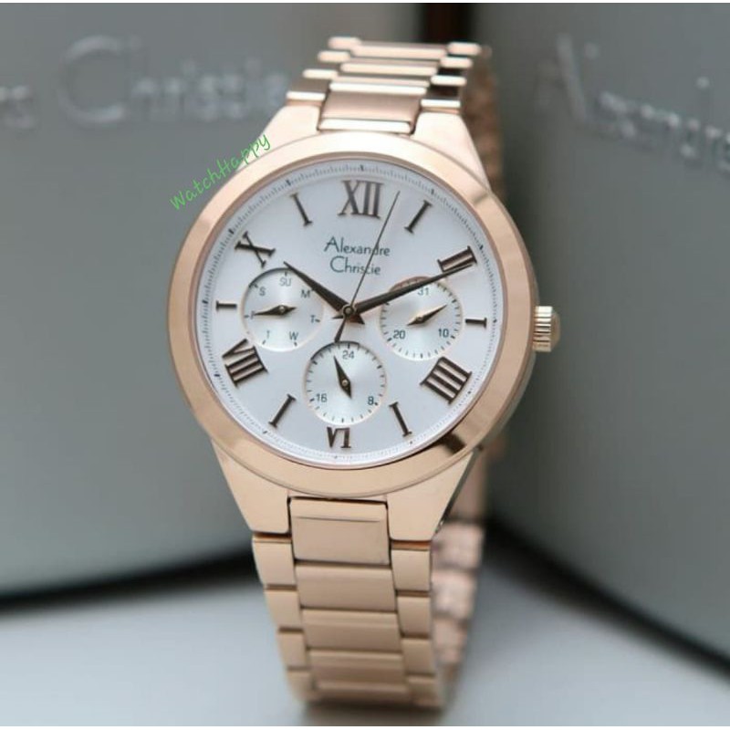 Alexandre Christie AC 2829 BF AC2829 BF 2829BF 2829 BF Ladies Full Rose Gold White Dial 100%Original