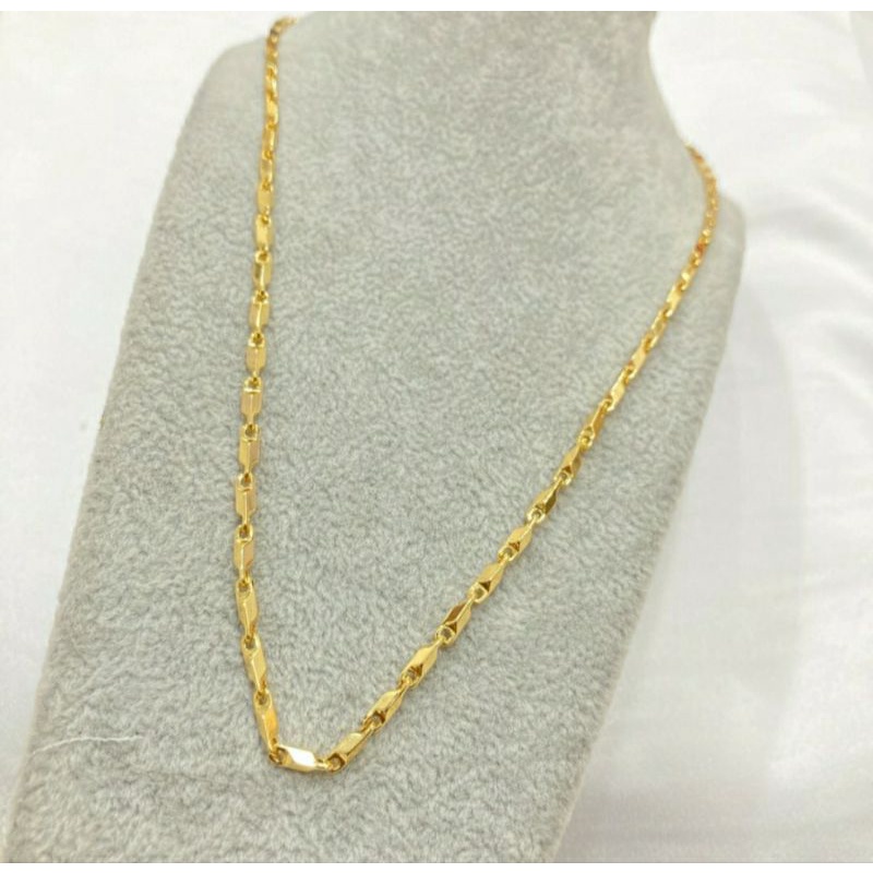 kalung titanium dewasa / kalung balok mini / kalung warna gold 24k