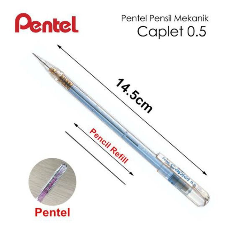 

Pensil Mekanik Pentel Caplet 0.5mm Pencil Mechanic Transparan [Satuan]