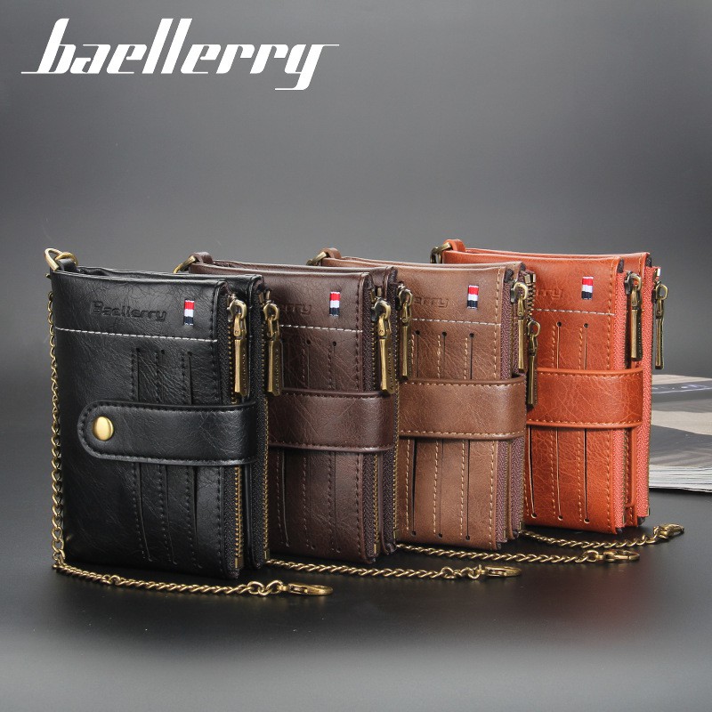 ORIGINAL BAELLERRY DOMPET LIPAT PRIA DENGAN RANTAI ANTI MALING 3225