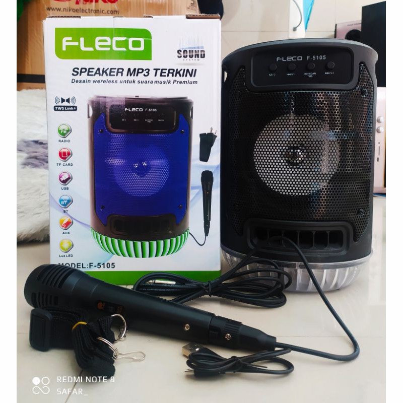 Fleco Speaker Portable Wireless Bluetooth F-5105 F5105 F5105 + Bonus Mic Karaoke