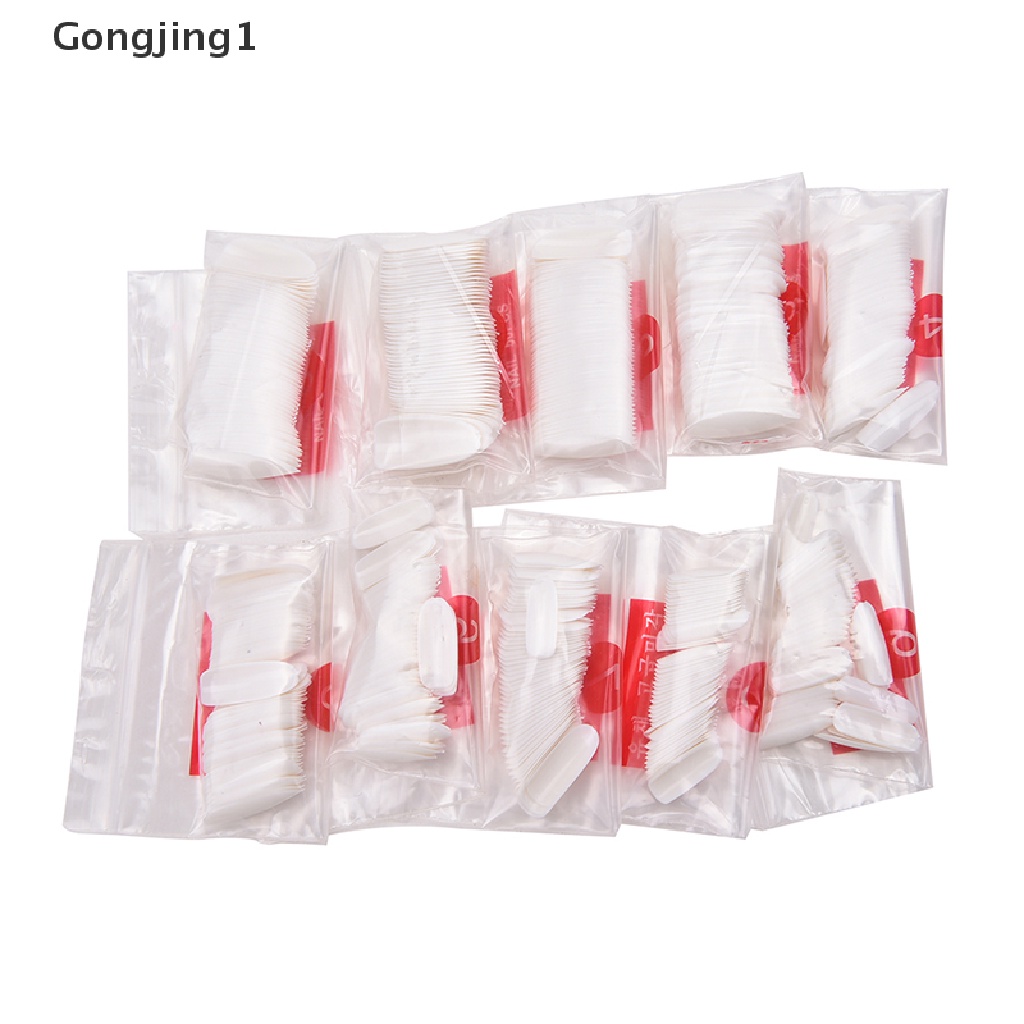 Gongjing1 500Pcs / Set Kuku Palsu Akrilik UV Gel Untuk Nail Art / Manicure