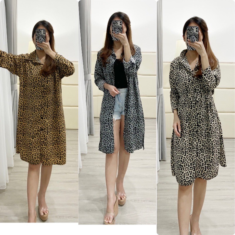 tunik kemeja leopard bigsize / tunik jumbo leopard /K0559