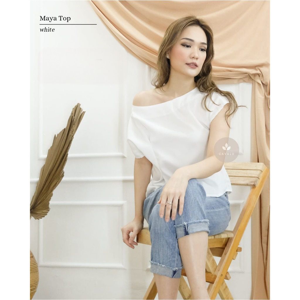 Baju Atasan Wanita Top Moscrepe Halus  Blouse Wanita Simple Casual Moscrepe CAVALU 070 MAYA