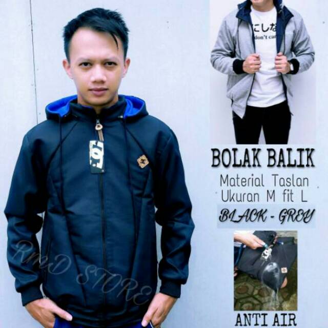 JAKET BOLAK BALIK WATERPROOF /JAKET BOLAK BALIK PRIA WANITA / JAKET MOTOR