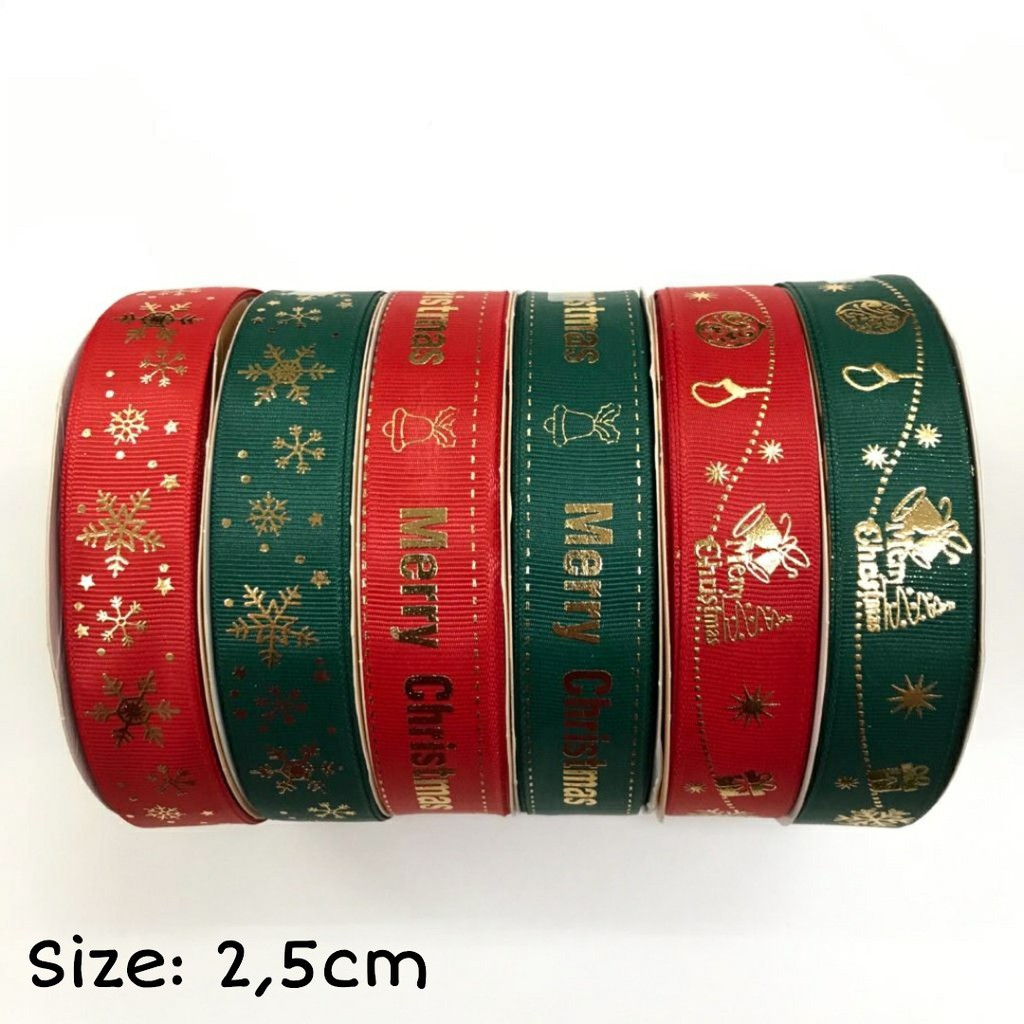 PITA NATAL KADO HAMPERS |MERRY CHRISTMAS MOTIF SNOWFLAKES LONCENG 2.5 CM