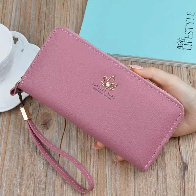 Dompet Wanita Panjang Leaf Elegant Premium Korea Import