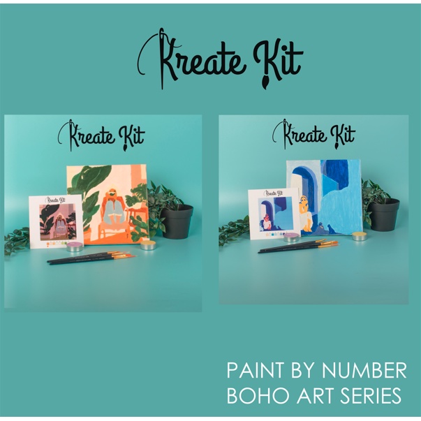 

Paint By Number 20X20Cm Boho Art [Kreate Kit] Diy Painting Kit Canvas Kanvas Lukis