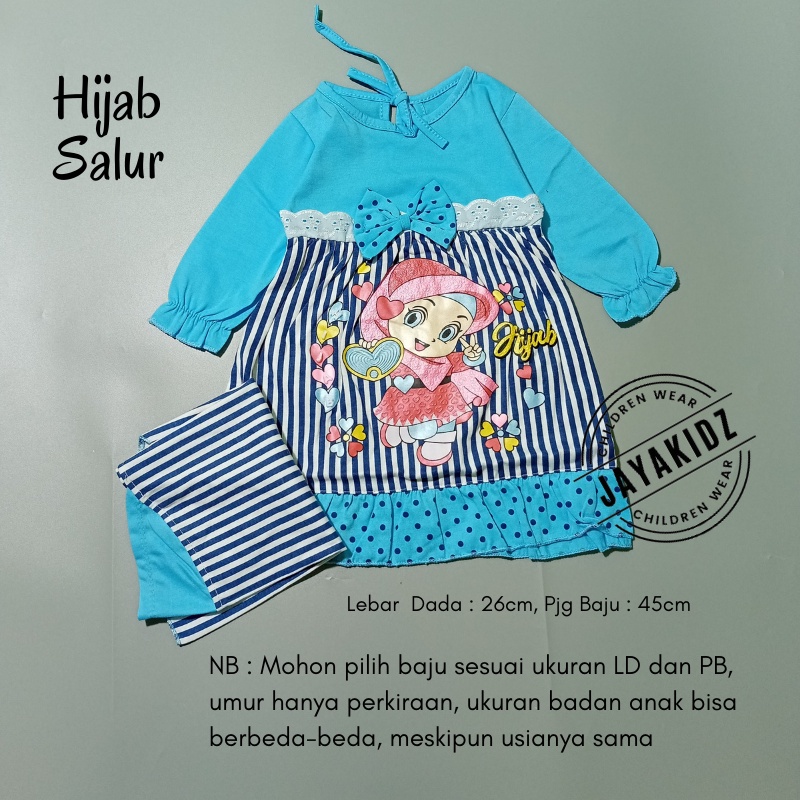 Baju Muslim Gamis Bayi Perempuan Usia Baby Newborn 0 6 12 Bulan - Dress Muslim Anak Bayi Perempuan Lucu 0 6 12 Bulan 1 Tahun Murah-BIRU-HIJAB SALUR