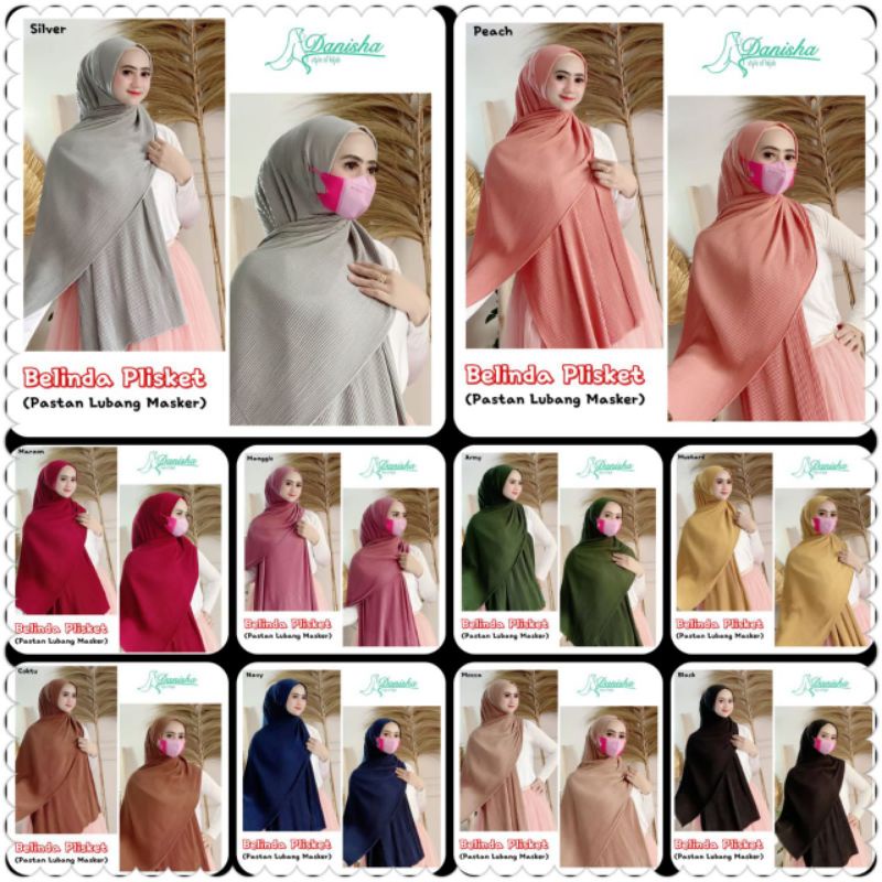 Pashmina Instan Belinda Plisket Pastan Lubang Masker Ori Danisha Hijab